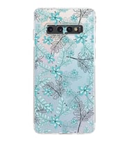 Samsung Galaxy S10  Kamera Korumalı Kapak Floral Su Yeşili Tasarımlı  Şeffaf  Kılıf