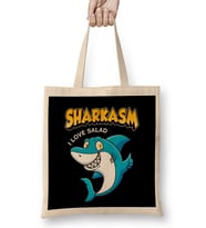 Funny Sharkasm I Love Salad Shark Sarcasm Pun Bez Çanta Uzun Saplı