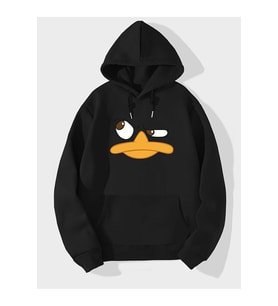 Unisex Sinirli Duffy Baskılı Oversize Sweatshirt (Siyah)