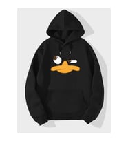 Unisex Sinirli Duffy Baskılı Oversize Sweatshirt (Siyah)