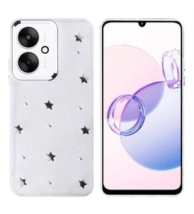 Coverzone Xiaomi Poco C65 ile uyumlu K?l?f Airbag K�?eli 2mm Kamera �?k?nt? Korumal? Simli ?effaf Bask?l? Z-Kutup Kapak Y?ld?z