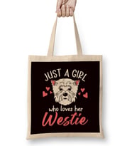 Girl Who Loves Westie West Highland Terrier Dog Breed Puppy Bez Çanta Uzun Saplı