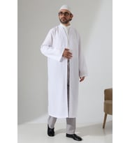 Erkek Namaz Elbisesi Buhara Yaka Cepli Namaz Cübbesi Beyaz - (Sfa)