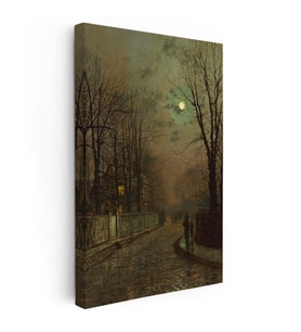 Kanvas Tablo J.A. Grimshaw Islak Sokak At Arabalı Figür Dolunay Ressam Tablosu Ev Ofis Dekoru