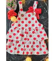 Kız Bebek Puantiyeli Fırfırlı Yazlık Elbise (Kırmızı)