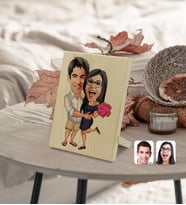 BK Gift Kişiye Özel Sevgililer Karikatürlü Dekoratif Ahşap Çerçeve Model 108