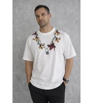 Erkek Baskılı T-Shirt Kısa Kol Bisiklet Yaka Regular Fit Tişört - Beyaz