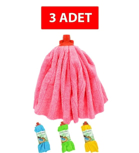 Yedek Mikrofiber Mop Başlıkları 3'lü Paket, 45x70cm, Renkli Bez Paspaslar