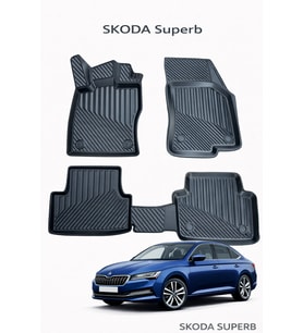 Skoda Super B 2015+ ile Uyumlu 3D Oto Paspas Premium