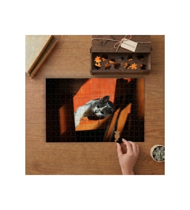 Sevimli Kedi Tasarımı 240 parça Ahşap Puzzle Ahşap Kutuda MP01985