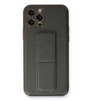 Pilelistore   iPhone 12 Pro Kılıf Coco Deri Standlı Kapak - Füme