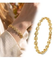Premium Şık ve Parlak Laurel 24K Gold Kaplama 8 mm Kadın Bijuteri Bileklik 3183KBV5D5 - (~18cm)