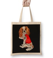 Funny Cavalier King Charles Spaniel Dog I Love Mom Tattoo Bez Çanta Uzun Saplı