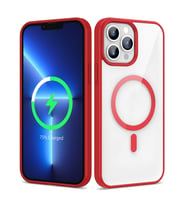 Apple iPhone 13 Pro Uyumlu Kılıf M-safe Wireless Şarj Özellikli Silikon Zore Ege Kapak (Kırmızı)