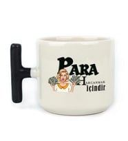 Para Harcamak İçindir Baskılı Siyah Kulplu T Kupa