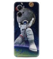 Xiaomi Redmi Note 11E Kılıf Silikon Desen Özel Seri Astronot ve Dünya 1759