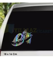 Katil Balık Renkli Hologram Oto Sticker Araba Cam Etiket Çıkartma Yapıştırma Aksesuar 18 x 16 Cm