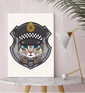 BK Gift Polis Kedi Tasarımlı Kanvas Tablo-1