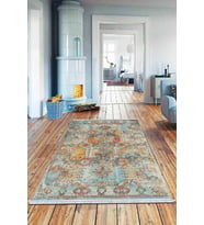Çok Renkli Vintage Dokuma Pamuk Taban Kaymaz Kilim KLM112