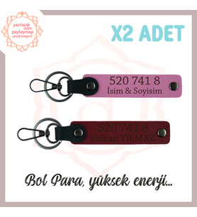 Pembe-Bordo, Adınıza Özel Bolluk Getiren Enerji 2'li Anahtarlık Set 520 741 8 Numaralı, Hediye İçin