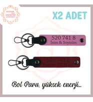 Pembe-Bordo, Adınıza Özel Bolluk Getiren Enerji 2'li Anahtarlık Set 520 741 8 Numaralı, Hediye İçin