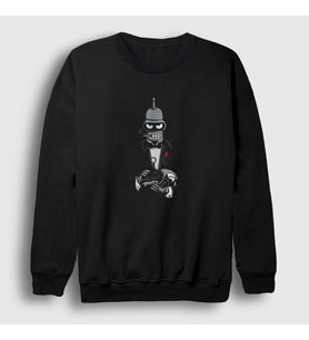 Presmono Unisex Siyah Godfather Robot Bender Futurama Sweatshirt 306353tt