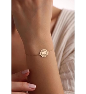 Kişiye Özel Minimal Ayı Figürlü Bileklik 925K Gümüş (Gold)