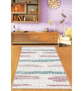 Pembe Turkuaz Spor Kaymaz Tabanlı Dekoratif Halı FL04 - 100 x 160 cm