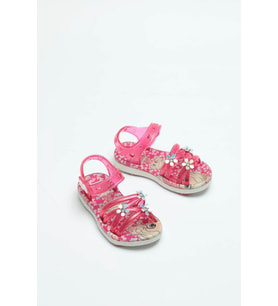 Gezer 00105 Yazlık Kaydırmaz Taban Kız Bebe Sandalet (Fuşya)