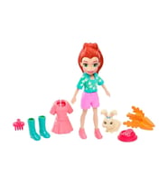 Polly Pocket ve Hayvan Dostu Oyun Seti, Hoptastic Lila Bebek, Hayvanı ve Aksesuarları GDM11 (Çok Renkli)