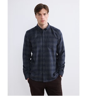 LCWAIKIKI Classic Siyah Regular Fit Yün Karışımlı Gabardin Erkek Ekose Gömlek