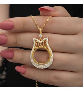 Gümüş Gold Kaplama Çeyrek Altın Takılabilen Kadın Kolye