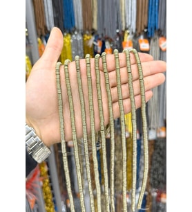 Hematit Taşı Rondela Kesim 8x1mm- Parlak Antik Sarı Doğal Taş Dizi