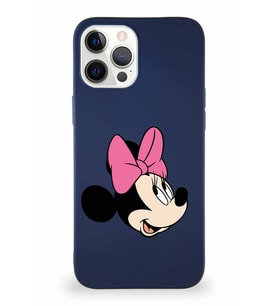 Apple iPhone 12 Pro Max Soft Premier Kapak Minnie Mouse-A Tasarımlı Silikon Kılıf - Lacivert (Şeffaf)