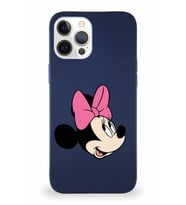 Apple iPhone 12 Pro Max Soft Premier Kapak Minnie Mouse-A Tasarımlı Silikon Kılıf - Lacivert (Şeffaf)