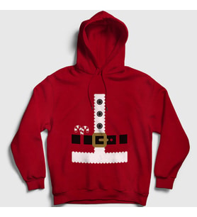 Presmono Unisex Kırmızı Kostüm Noel Baba Santa Claus Yılbaşı Kapüşonlu Sweatshirt 270031tt