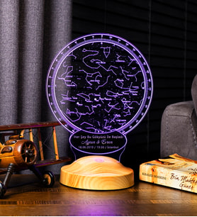 Gökyüzü Yıldız Haritası, Horoskop Astroloji Haritası, Sevgiliye Hediye, Özel Gün Hediyesi Kişiye Özel İsimli Led Lamba