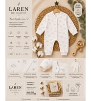 Laren Baby %100 Pamuk Yazı Desenli Bebek Tulumu