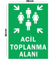 Metal Acil Toplanma Alanı 20cm x 30cm A4 Büyüklüğünde Uyarı Levhası Yönlendirme Tabelası