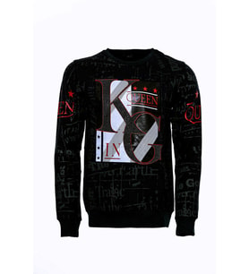 Siyah Taşlı Ve Desenli Sweatshirt - Wessi