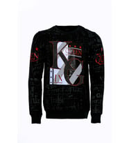 Siyah Taşlı Ve Desenli Sweatshirt - Wessi