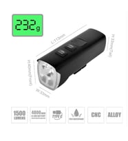 Brivigan LW-F1400 USB Şarjlı 1500 Lümen Işık Bisiklet Lamba (Siyah)