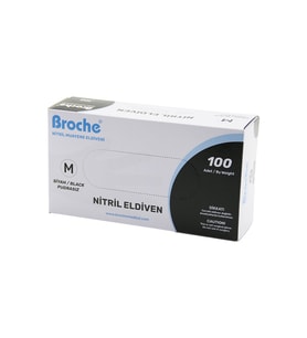 BROCHE M SİYAH PUDRASIZ NİTRİL MUAYENE ELDİVENİ 100LÜ (4767)
