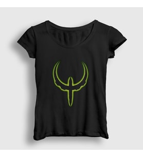 Presmono Kadın Siyah Logo Oyun Quake 4 IV T-Shirt 511463tt