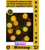 #Aydınlatma Gün Işığı Led Zincir Aydınlatma 2 Metre 10'lu Işıklı Pilli Şık Dekoratif Süs Renkli Top