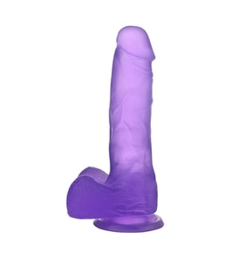 LilituShop 17,5 cm Şeffaf Realistik Damarlı Vantuzlu Mor Dildo Penis