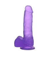 LilituShop 17,5 cm Şeffaf Realistik Damarlı Vantuzlu Mor Dildo Penis