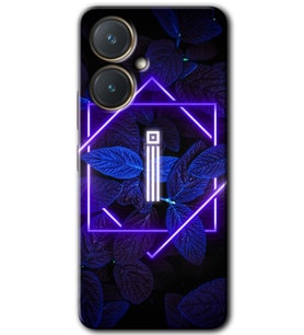 Vivo Y27 Kılıf HD Desen Baskılı Kılıf - Dark Neon Yaprak İ Harfi