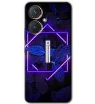 Vivo Y27 Kılıf HD Desen Baskılı Kılıf - Dark Neon Yaprak İ Harfi