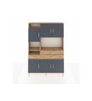 Arges Dolap 9 Raflı 3 Çekmeceli 6 Kapaklı 132x30x195 Çam-Antrasit/Çam